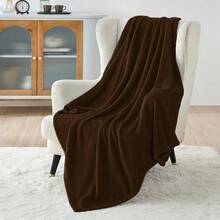 純色法蘭絨家用毛毯 - 咖啡棕 - 查看 1