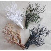 1入模擬小樹枝,樹枝綠植,珊瑚枝裝飾客廳美化,枯枝假枝配件 - 綠色 - 查看 5