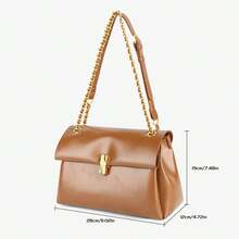 簡約鏈條斜肩小方包復古腋下手提包休閒單肩包,適合大學生、女士、女生、女士購物、約會、通勤、參加晚宴、聚會、度假 - 卡其色 - 查看 5