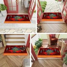 1pc Red Festive Carpet With Happiness, Wealth & Prosperity Design Non-Slip & Waterproof Floor Mat For Outdoor & Indoor, Easy To Clean - Fuhai Gold Pattern - View 2