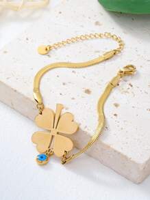 1入用花紋細節裝飾的時尚創意不鏽鋼眼睛手鐲,適合聖帕特里克節派對、女孩和女士的絕佳禮物 - 金色 - 查看 4