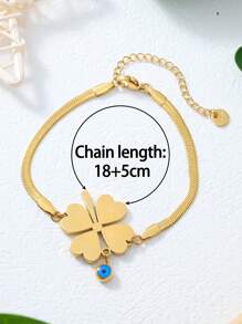 1入用花紋細節裝飾的時尚創意不鏽鋼眼睛手鐲,適合聖帕特里克節派對、女孩和女士的絕佳禮物 - 金色 - 查看 2