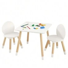 Kids Table And 2 Chairs Set, Toddler Table And Chair Set, Children Multi-Activity Table For Art, Craft, Reading, Learning, Christmas Gift - White - View 8