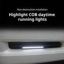 2 件裝 17 公分通用防水日行燈 Cob 霧燈汽車造型 Led 日間燈 Drl 燈霧條燈條燈 - 冰藍色 - 查看 4