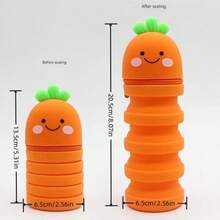 1個橘色創意矽膠筆袋可拉伸可愛簡約便攜式筆袋大容量筆袋適合日常學習使用男女通用 - 橙色(胡蘿蔔) - 查看 2