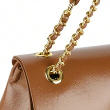 簡約鏈條斜肩小方包復古腋下手提包休閒單肩包,適合大學生、女士、女生、女士購物、約會、通勤、參加晚宴、聚會、度假 - 卡其色 - 查看 8