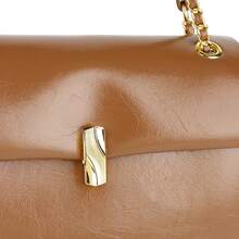 簡約鏈條斜肩小方包復古腋下手提包休閒單肩包,適合大學生、女士、女生、女士購物、約會、通勤、參加晚宴、聚會、度假 - 卡其色 - 查看 10
