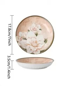 3 piezas de platos de cena de cerámica de 7 pulgadas con diseño de flor de camelia japonesa, regalo de Navidad
