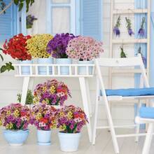 10 束红色户外人造花假塑料花仿真植物用于装饰悬挂花盆室内室外花园门廊窗台家居婚礼农舍装饰 - 紅色 - 查看 6