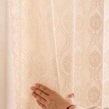 1 件法式浪漫復古風格象牙色蕾絲窗簾,帶花卉圖案,門/窗房間隔間,適合家居裝飾 - 米色 - 查看 6