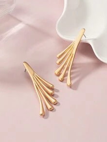 1對時尚個性簡約優雅復古卡通風格手掌＆臉型金屬耳針 - 金色 - 查看 13