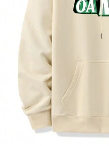 Men's Outdoor Spring Autumn Thin Sports Hooded Long Sleeve Sweatshirt With Slogan Print - Apricot - View 4