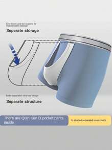 男士新款分体式莫代尔平角内裤 - 藍色 - 查看 8