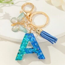 1入新款女士鑰匙扣,漸變藍色字母、水晶、閃粉、蝴蝶、流蘇吊飾,適用於情人節和聖誕紀念品或diy禮物 - 彩色 - 查看 20