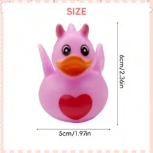 2 件情人節橡膠鴨子帶 2 個標籤、2 件橡皮筋、淋浴配件、迷你鴨子沐浴玩具情人節派對禮物 - 彩色 - 查看 2