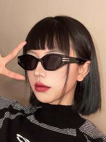 1pc Women's Small Polygon Frame Fashion Glasses, Great For Traveling - Grey - View 3