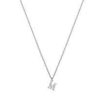 1件時尚不鏽鋼銀色首字母掛墜連鏈項鍊，適用於女性 - 銀色 - 查看 3