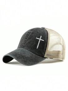 1pc Embroidered Baseball Cap For Women, Adjustable, Washed, Uv Protection, Suitable For Spring, Autumn, Travel, Beach Vacation, Sun Hat For Men, Y2k Style, Youth Hat - Khaki - View 3