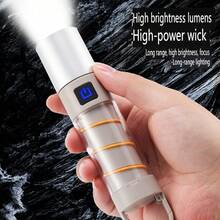 1pc Super Bright LED Telescopic Flashlight - Long Range & Rechargeable - Perfect For Outdoor Adventures! - White - View 2