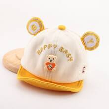 1pc Yellow Children's Hat, Spring And Autumn Style, Cute Bear Shape Design Baseball Cap, Baseball Cap For Boys And Girls In Winter And Autumn - Yellow - View 2