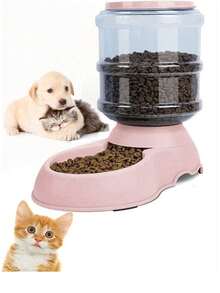 1入組3.8升粉色大容量自動寵物餵食器，裝飾寵物碗，帶有重力食物分配器，適用於不負責任的寵物主人 - 粉色 - 查看 7