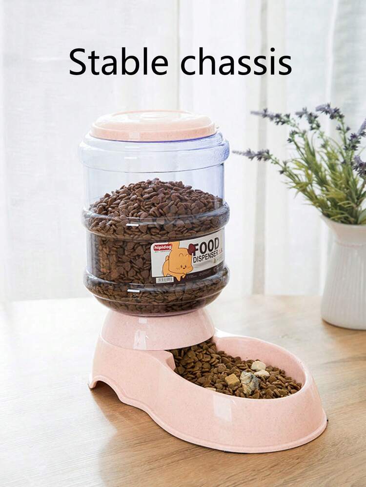 1入組3.8升粉色大容量自動寵物餵食器，裝飾寵物碗，帶有重力食物分配器，適用於不負責任的寵物主人 - 粉色 - 查看 3