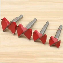 1pc Red Hard Alloy Woodworking Drill Bit, Mainly Used For Drilling In Woodworking - Red - View 7