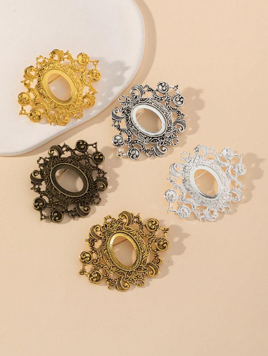 5pcs Oval Shaped Brooch Base 1.8x2.5cm Jewelry Diy Accessories (Diy Semi-Finished Product) - Multicolor - View 1