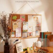 1塊相片牆、備忘錄牆、學生宿舍桌子裝飾使用的背景板,可掛式留言板 - 棕色 - 查看 7