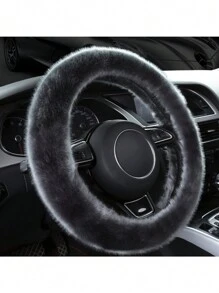 3Pcs Set Winter Fashion Comfortable Thermal Steering Wheel Cover,Handbrake Cover,Gear Shift Cover Set Universal Furry Warm Plush Car Interior - Black - View 2