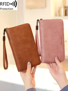 MIYIN 复古风格系带女士时尚拉链钱包，带多个卡槽和身份证窗口钱包钱包钱包教师礼物送给女朋友的礼物女士礼物礼品袋礼物商务休闲强盗钱包女士钱包钱包长钱包