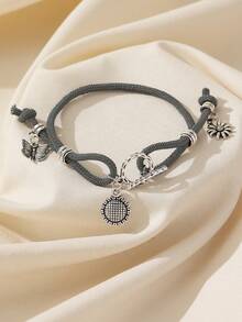 1入組diy時尚鄉村風格向日葵蝴蝶裝飾垂墜手鍊手工情侶手鍊,適用於情人節,約會,派對,夜店,日常穿著 - 向日葵蝴蝶手鍊 - 查看 14