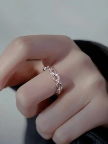 1只時尚無限符號開環戒指,適合女性日常佩戴 - 銀色 - 查看 2