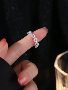 1只時尚無限符號開環戒指,適合女性日常佩戴 - 銀色 - 查看 3