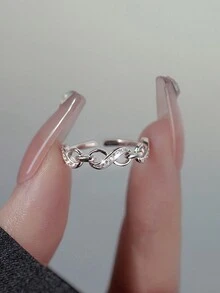 1只時尚無限符號開環戒指,適合女性日常佩戴 - 銀色 - 查看 1