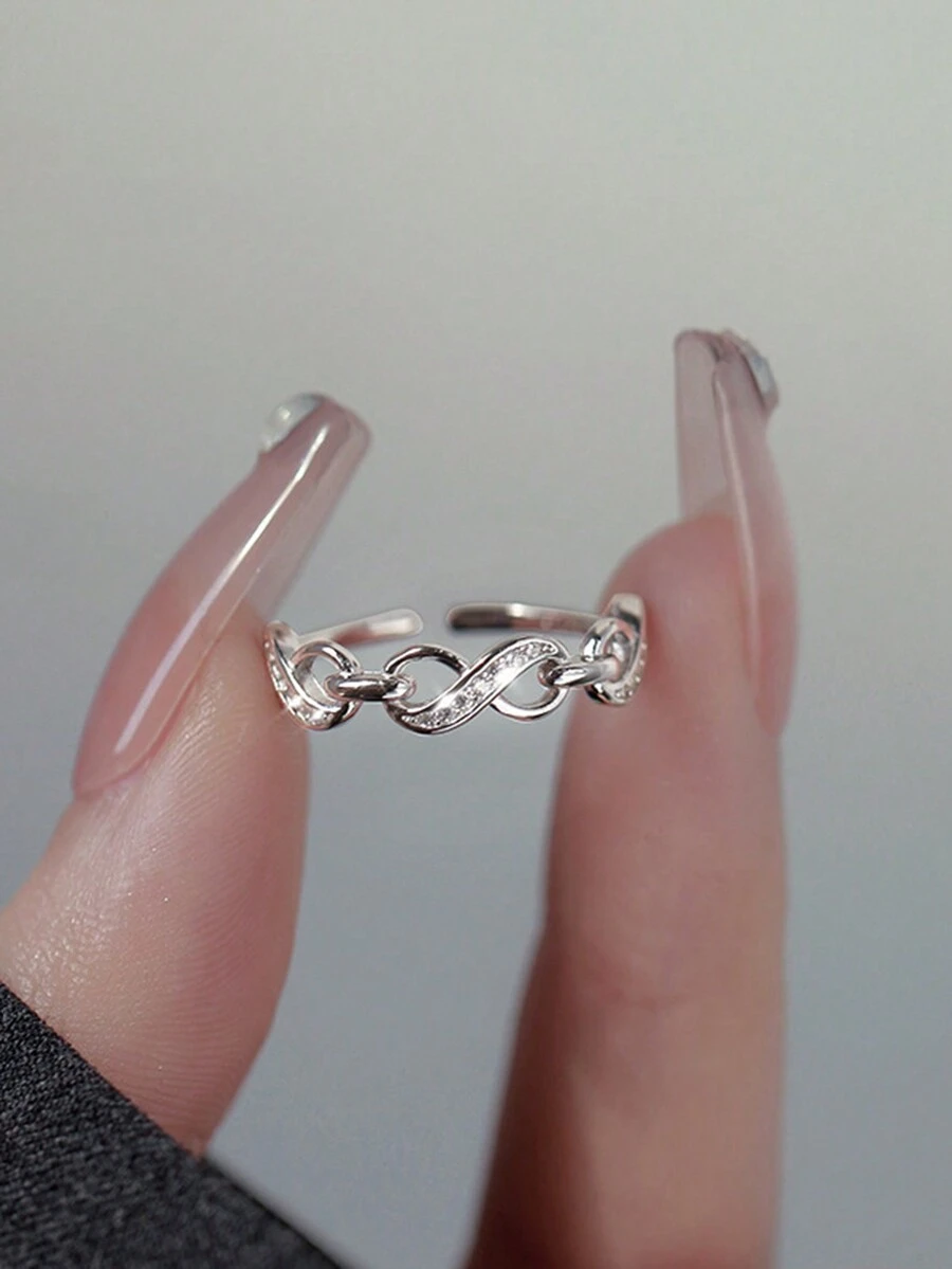 1只時尚無限符號開環戒指,適合女性日常佩戴 - 銀色 - 查看 1