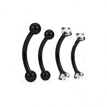 4入組16g時尚不銹鋼微小眉環男女適用,彎曲的杆狀蛇紋眉環穿刺耳臍肚唇鉤環,適用於日常穿戴和派對聚會