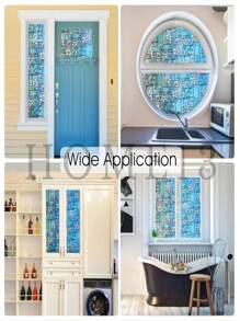 Static Cling Decorative Window Film With Installation Tools Non Adhesive Privacy Film, Stained Glass Window Film For Bathroom Shower Door Heat Cotrol Anti UV - White - View 4
