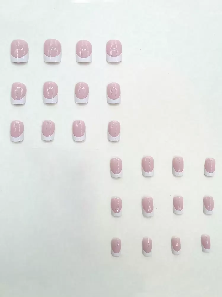 24 piezas de uñas postizas francesas blancas cuadradas cortas, 1 lima de uñas y 1 set de pegamento de gelatina para uñas postizas, suministros para uñas - Multicolor - Añade 6