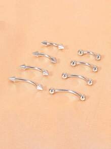 CIZME 8 件/套眉环饰品不锈钢弧形杠铃小眉环垂直唇钉唇饰耳钉肚脐小肚脐环男女通用 20g 16g 6mm/8mm/10mm/12mm - 彩色 - 查看 7