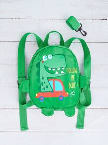 Children's Backpack Anti-Lost Cute Dinosaur Backpack For Travel, School, Outdoor Activities - Green - View 3