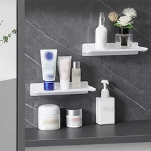 1pc Wall Mounted Mirror Cabinet Organizer, Bathroom Storage Rack - White - View 3