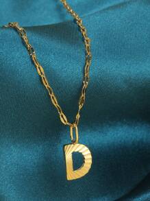 Magic Fish 1個金色不銹鋼唇形項鍊,附有a-z26英文字母吊墜,適用於名字首字母、情人節、新年贈禮 - 金黃色 - 查看 15