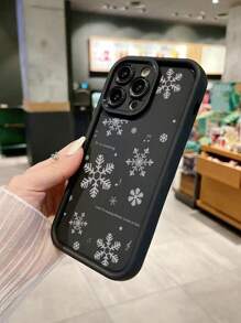 High Bamboo Spray Snowflake Pattern Anti-Drop Black Phone Case Compatible With IPhone 14 Pro - Multicolor - View 3