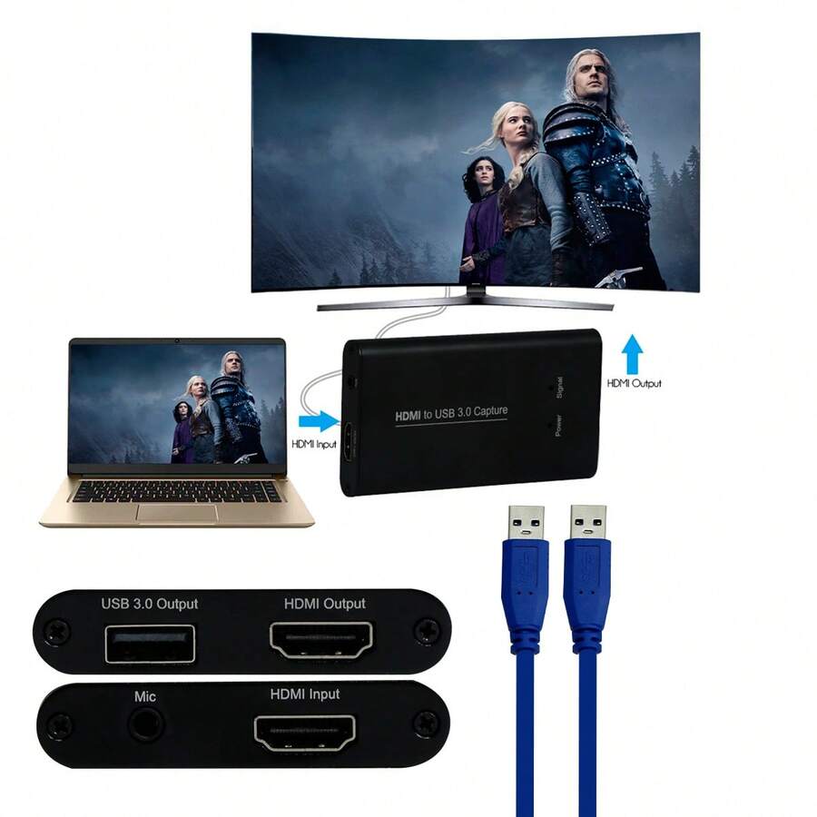 Capturadora de Video y Audio Full HD 1080p a USB 3.0 para PC Laptop Consola de Videojuegos - Negro - Ver 1