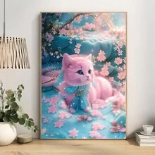 New Style Diamond Painting, Round Full Drill, Cartoon Animal Cat Decorative Art - Multicolor - View 3
