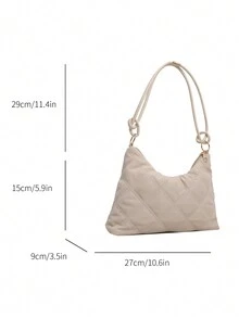 Solid Color & Minimalist & Fashionable Shoulder & Crossbody Bag For Women, Korean Style, Popular In 2023 - Khaki - View 4