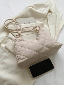 Solid Color & Minimalist & Fashionable Shoulder & Crossbody Bag For Women, Korean Style, Popular In 2023 - Khaki - View 5