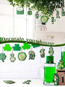15入組聖派翠克節幸運女孩信封帽、木質吊飾套裝、繩索裝飾,適用於桌子和窗戶、家庭派對裝飾,節日配件和派對用品 - 彩色 - 查看 5
