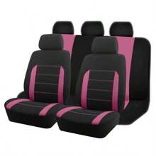 9pcs Polyester Car Seat Covers, Compatible With Airbags, Universal Seat Cushions, Auto Accessories, New Design For Women, Complete Car Seat Cover Set - Pink - View 2